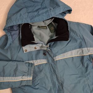 LL Bean Teal Winter Coat with Packable Hood and Removable Fleece Liner Women's S